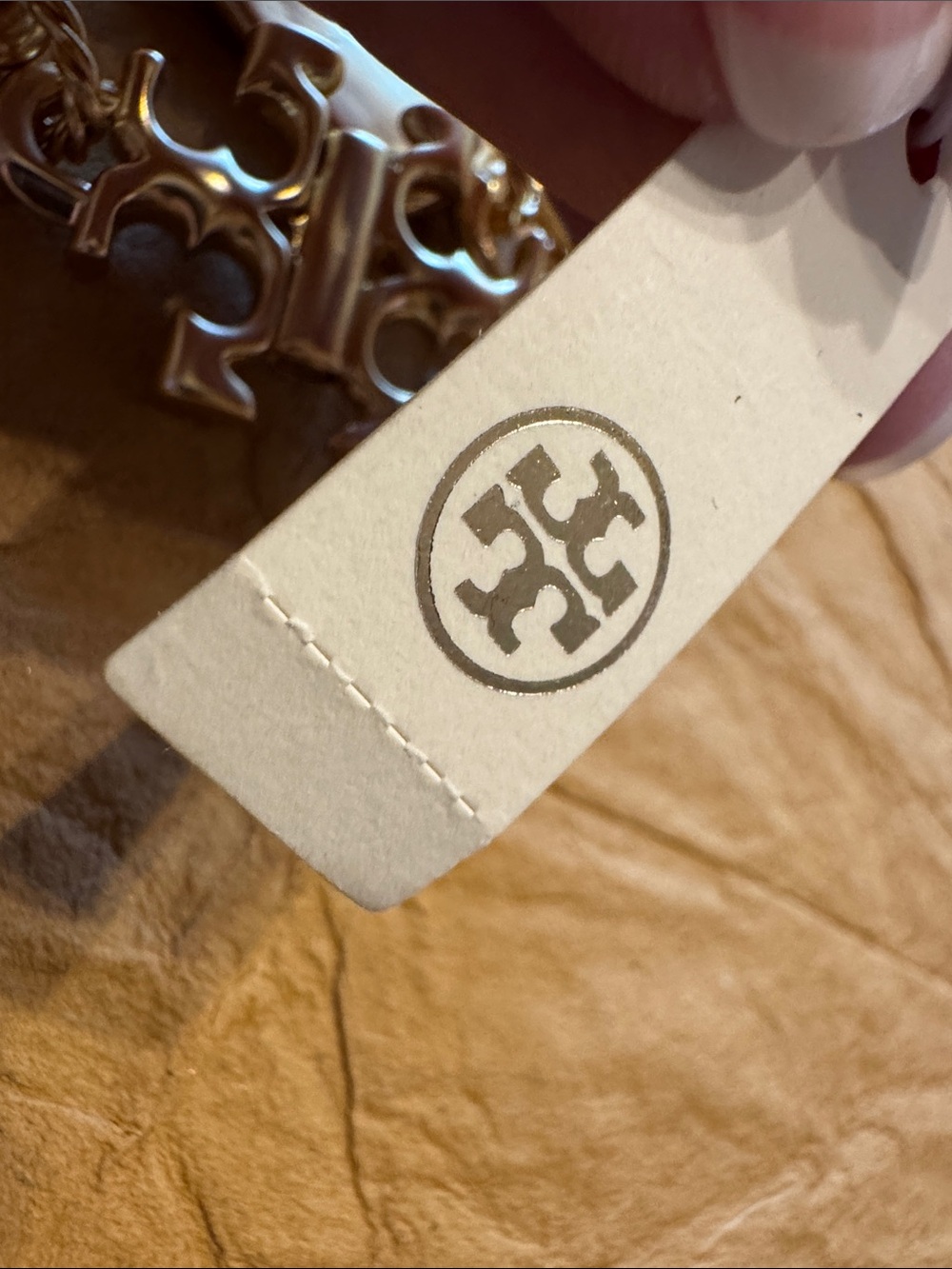 Tory Burch Gold Logo Charm Chain Bracelet - Picture 8 of 14